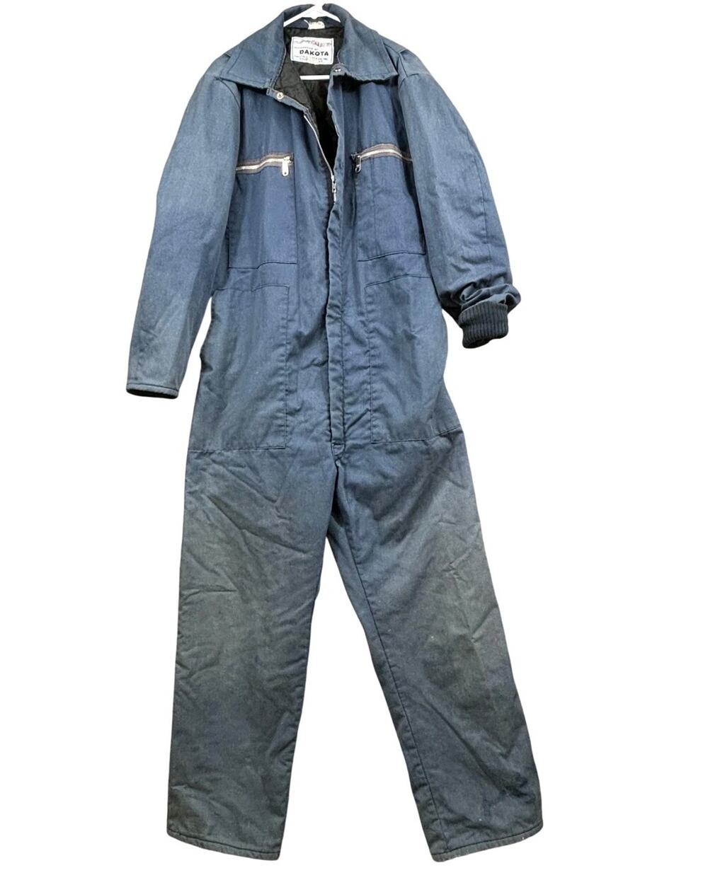 VTG Dakota Coveralls Mens Size Large Blue Twill Insulated Workwear Jumpsuit